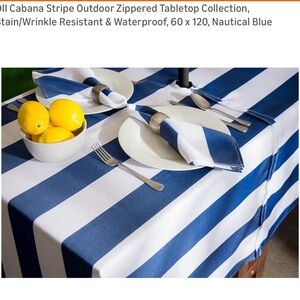 DII Cabana Stripe Outdoor Zippered Tabletop Stain/Wrinkle Resistant & Waterproof